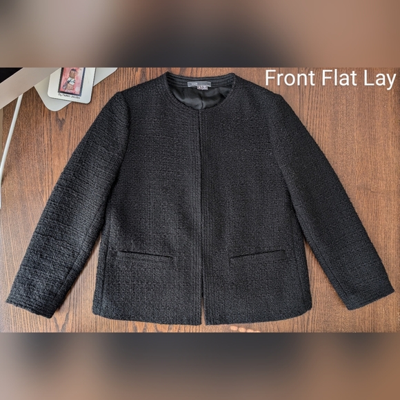 Vince Black Boucle Cropped Blazer Size 6 - Picture 4 of 16